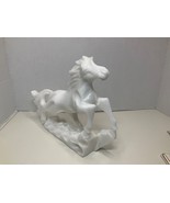 Stallion Horse Book End Figurine Sculpture White Resin 8.5&quot; Tall Large - $55.00