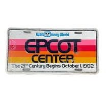 EPCOT CENTER License Plate Metal 1982 Walt Disney World 21st Century Begins - £31.14 GBP