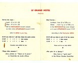 Le Grand Hotel Menu Paris France 1962 - £17.42 GBP