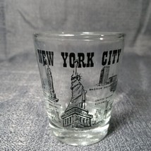 Vintage Souvenir Shot Glass New York City Highlights Twin Towers World T... - £15.69 GBP