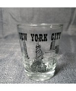 Vintage Souvenir Shot Glass New York City Highlights Twin Towers World T... - £15.58 GBP