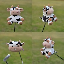 Golf Driver Fairway Wood Hybrid Putter Head Cover Cute Plush Animal Cow ... - $23.60+
