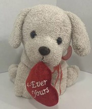Carlton Cards 4 Ever Yours Valentines Puppy Dog cream tan Plush red heart bow - £11.92 GBP