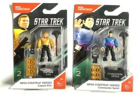 Mega Construx Heroes Star Trek Captain Kirk Commander Spock Series 2 Figures New - £19.10 GBP
