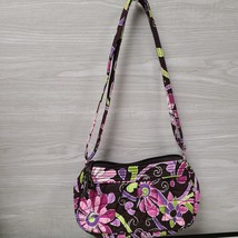 Vera Bradley Fabric Floral Crossbody Purse Brown Pink Small Handbag Pre-... - $13.50