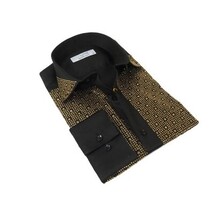 Men CEREMONIA Formal Cotton Shirt Rhinestone Slim Fit Turkey #Tokyo 015 Black image 7