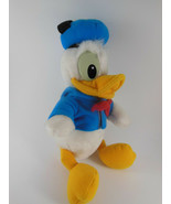 Disneyland World Donald Duck plush 9&quot; sitting Vintage Korea twill tape t... - $17.21 CAD