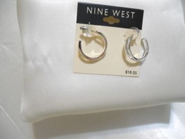 Nine West 1" Silver Tone CrissCross Stud Hoop Earrings Y611 - $8.28