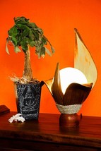 Wood Lamp Coconut Palm Coconut Table Lamp Natural Bedside Lamp - $86.60