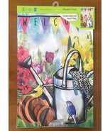 Welcome, Water Can, Birds, And Garden Ebroidered Yard Flag (Meadow Creek) - £6.74 GBP