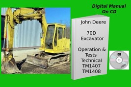 John Deere 70D Excavator Operation and Test + Technical Manual TM1407 &amp; TM1408 - £29.67 GBP