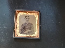 Antique Daguerreotype Ambrotype Tintype Old Photograph Encase I.T. Country Woman - £73.98 GBP