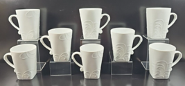 8 Corelle Cherish Mugs Set Corning Coordinates White Floral Emboss Drink Cup Lot - £105.91 GBP