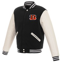 NFL Cincinnati Bengals  Reversible Fleece Jacket PVC Sleeves 2 Front Logos - £96.21 GBP