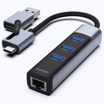 BENFEI 2in1 USB-C/USB 3.0 to Ethernet Adapter with 3*USB 3.0 Ports Compatible fo - £25.49 GBP