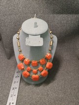 Stella and Dot Goldtone Orange Faceted Necklace 15&quot;+ 3&quot; Ext. - £8.16 GBP