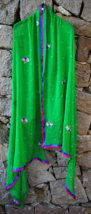 Green Dupatta Embroidered Vintage Indian Pakistani Wedding Stole Chiffon... - £32.87 GBP