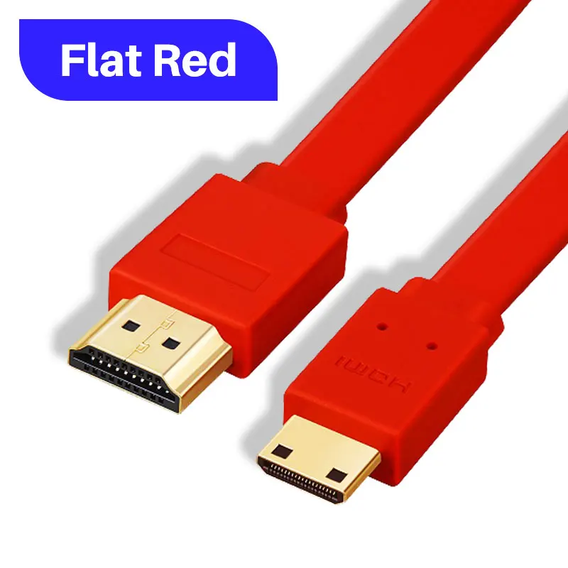 Flat High Speed Mini HDMI-compatible Cable 1m 1.5m 2m  5m 4K 3D 1080P for camera - £91.12 GBP