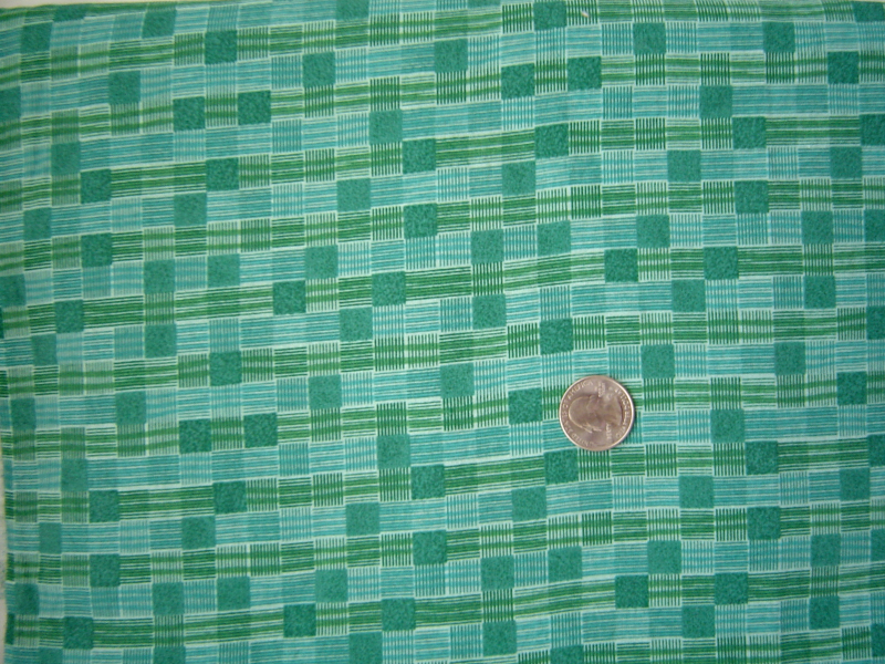  Green Blue Checkerboard Cotton Fabric Sewing Quilting Crafts 1.94 yards - $14.99