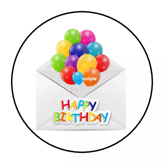 30 Stickers Happy Birthday Balloons Envelope Seals Labels Tags 1.5&quot; Round - $11.99