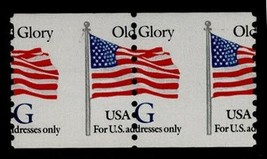 2890 Misperf Error / EFO Down the Middle &quot;Old Glory&quot; Flag Pair &quot;G Rate&quot; Mint NH - £14.32 GBP