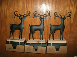 Lot of 3 new Bee &amp; Willow Deer Christmas Stocking Hangers metal &amp; wood i... - $19.95