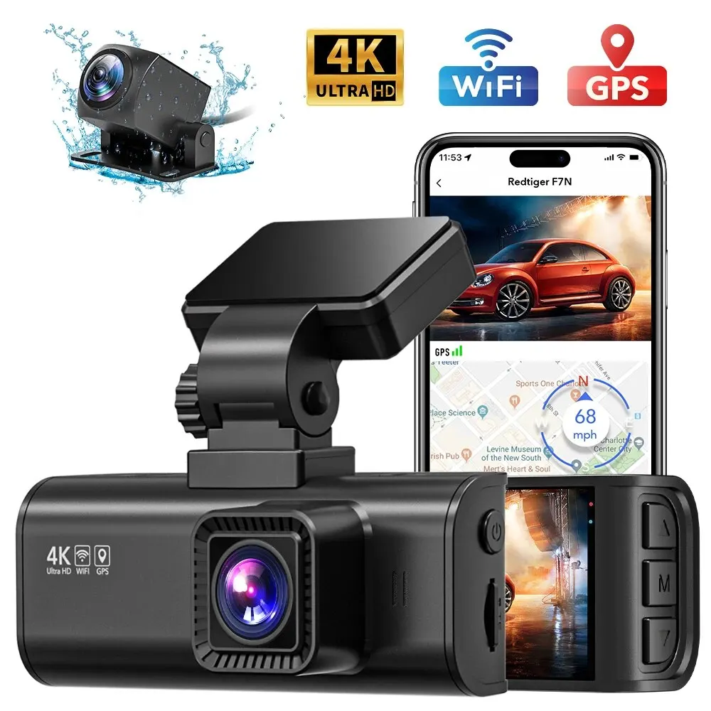 REDTIGER F7N Dash CameraFront and Rear 4k Dash Cam Drive Recorder for WiFi GPS - £251.35 GBP