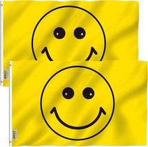 Anley Pack of 2 Fly Breeze 3x5 Foot Yellow Happy Face Flag Polyester - £8.66 GBP