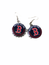 Boston Red Sox MLB Team Logo Licensed, Bottle Cap Style Dangle Earrings NEW - £4.71 GBP