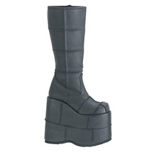 DEMONIA STACK-301 Mens Matte Black Tall Platform Goth Gogo Industrial Knee Boots - £86.60 GBP