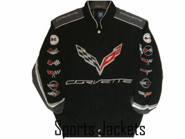 Authentic Corvette Racing Embroidered Cotton Jacket  JH Design Black 50 ... - £112.17 GBP