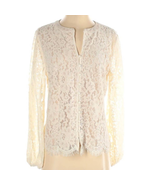 Rachel Zoe Cream Ivory Long Sleeve Floral Lace Button Up Blouse Size Small - $45.00