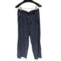 J.Crew Wide Leg Pants Pull-on Blue White Stripes Pockets Viscose Size XS... - $19.79