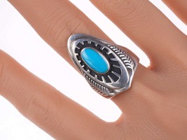sz10 Ben Nighthorse Campbell (Cheyenne, b. 1933) Sterling and turquoise ring - $292.05