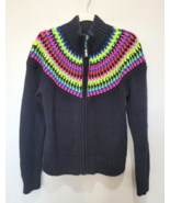 Lauren Ralph Lauren Fair Isle Rainbow Striped Cardigan Sweater Large - $627.35 MXN