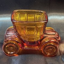 Vintage Glass Toothpick Holder Amber Color Antique Car #168 Mosser Glass Catalog - £22.55 GBP