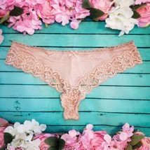 Victoria&#39;s Secret Lace Panties Thong X- Large Xl New Strings Angels Blush Beige - $11.97