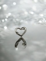 14K White Gold Round Natural Diamond Open Heart Women&#39;s Pendant 0.08ctw - $494.98