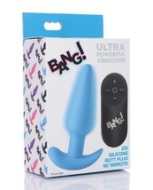 Bang! 21x Vibrating Silicone Butt Plug W/remote Blue - $38.95