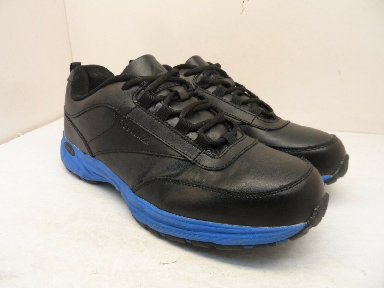 Primary image for Reebok Work Boy's Ateron Cross Trainer Work Shoes Black/Blue Leather Size 6M