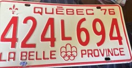 CANADA QUEBEC LA BELLE PROVINCE 1976 OLYMPICS # 424 L 694 License Plate - $26.33