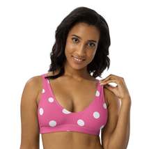 Autumn LeAnn Designs®  | Women&#39;s Padded Bikini Top,  Rose Pink with Whit... - £30.60 GBP