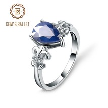 925 Sterling Silver Natural Sapphire Gemstone Rings For Women Vintage Engagement - £53.07 GBP