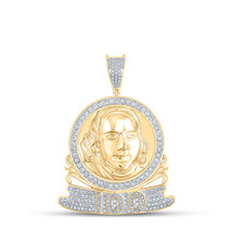 10kt Yellow Gold Mens Round Diamond Ben Franklin 100 Charm Pendant 1-1/5 Cttw - £1,556.43 GBP