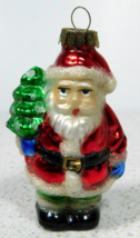 Vintage Mercury Glass Santa Tree Old World Christmas Ornament 3.25&quot; - £11.51 GBP