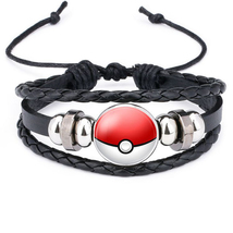 1 Pokemon Pokeball Fashion Leather Bracelet with Glass Cabochon for Gift - £10.19 GBP