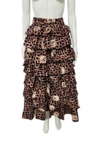 Ulla Johnson Women&#39;s Margot Abstract Printed Ruffled Tiered long Maxi Skirt S 4 - £149.27 GBP