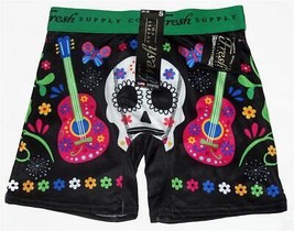 Fresh Supply Mariachi Mexican Sugar Skulls Guitars Performance Boxers Men&#39;s NWT - £14.37 GBP