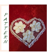 crochet doily pattern in heart shape, easy crochet antique 3D flowers fo... - £14.94 GBP