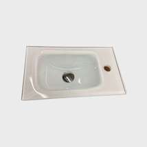 Beautiful Small 17&quot; White Tempered Glass Rectangular sink with Chrome Po... - $94.05